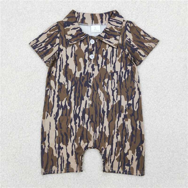 USA Warehouse (IN STOCK) Short Sleeves Camouflage Baby Boys Polo Romper Summer Duck Design Infant Clothing