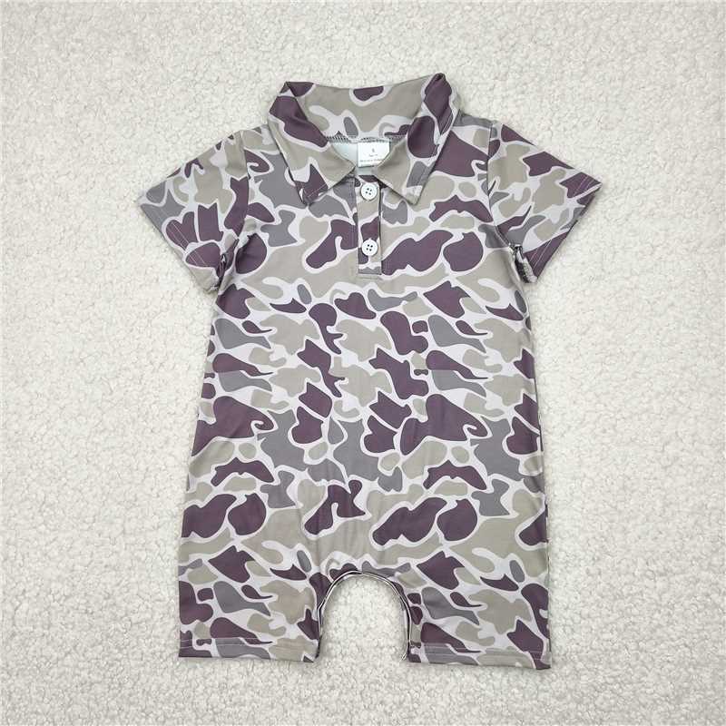 USA Warehouse (IN STOCK) Short Sleeves Camouflage Baby Boys Polo Romper Summer Duck Design Infant Clothing