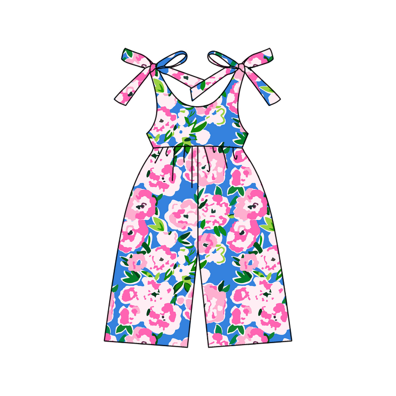 5.01 pre order Girls Sleeveless Top with Hot Pink Floral Print And Polka Dot Shorts Set Summer Casual Outfit for Kids