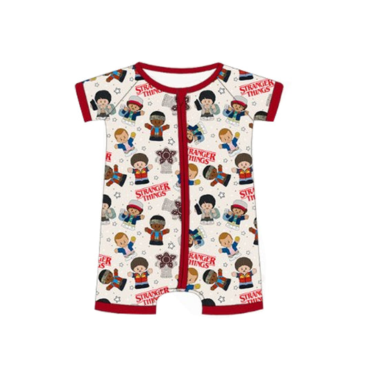 4.26 SR2990 Pre order Short sleeves stranger baby kids zipper romper