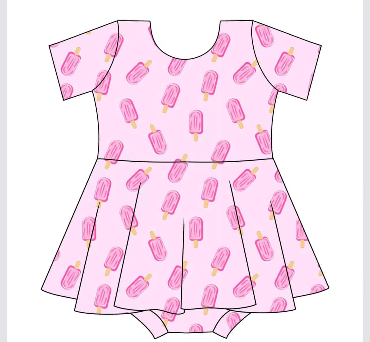 8.27  Pre order Baby Girls Summer Romper Short Sleeves Hot Dog Skirt Cute Infant Outfit for Little Girls