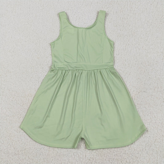 7.01 SR3021RTS NO MOQ Baby Girls Summer Jumpsuits Baby Girls Aqua Sleeveless Yoga Jumpsuits