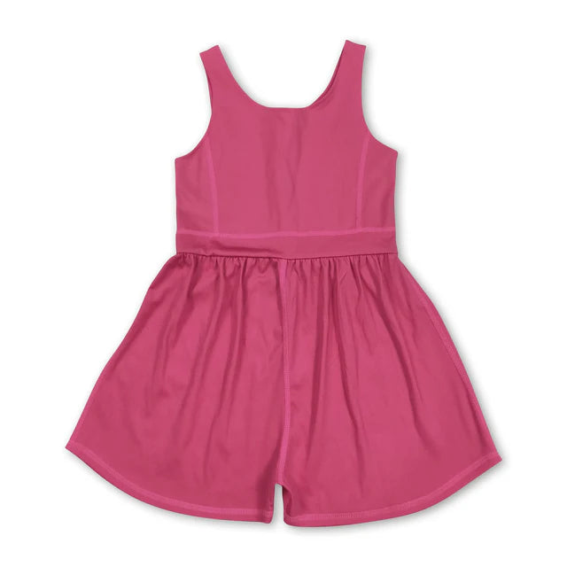 RTS Sibling Sleeveless dark peach kids girls active wear jumpsuit