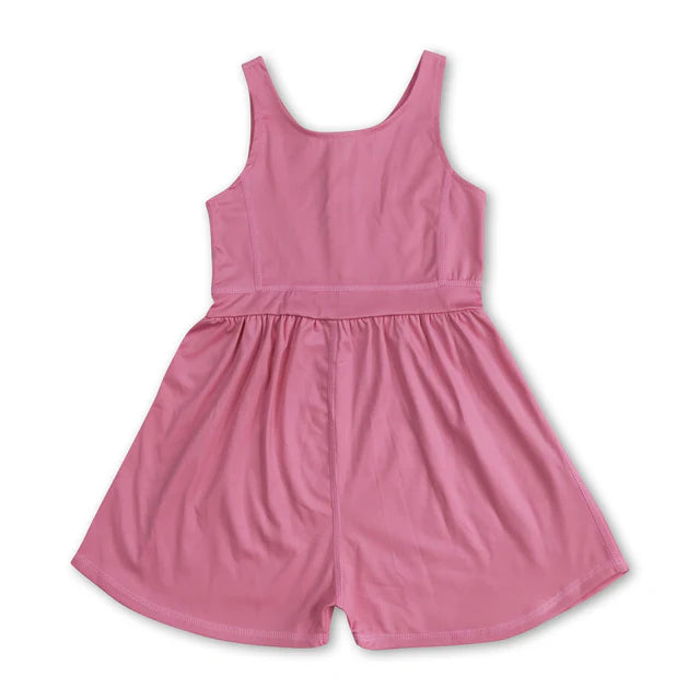 RTS Sibling Sleeveless dark peach kids girls active wear jumpsuit