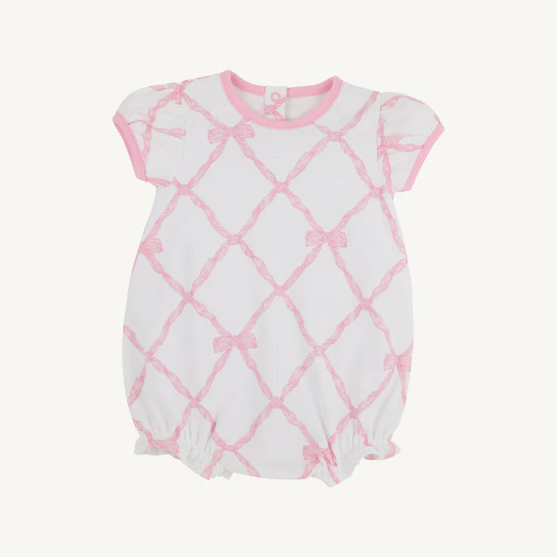 5.16 SR3027 Pre order Short sleeves pink bow baby girls romper