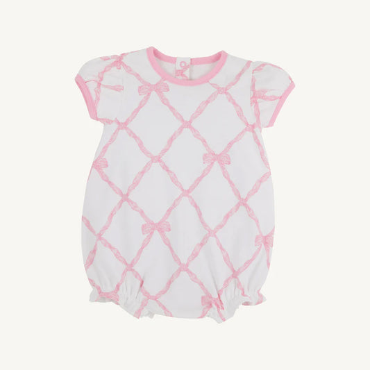 5.16 SR3027 Pre order Short sleeves pink bow baby girls romper