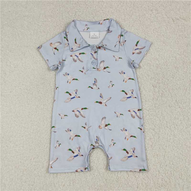 USA Warehouse (IN STOCK) Short Sleeves Camouflage Baby Boys Polo Romper Summer Duck Design Infant Clothing
