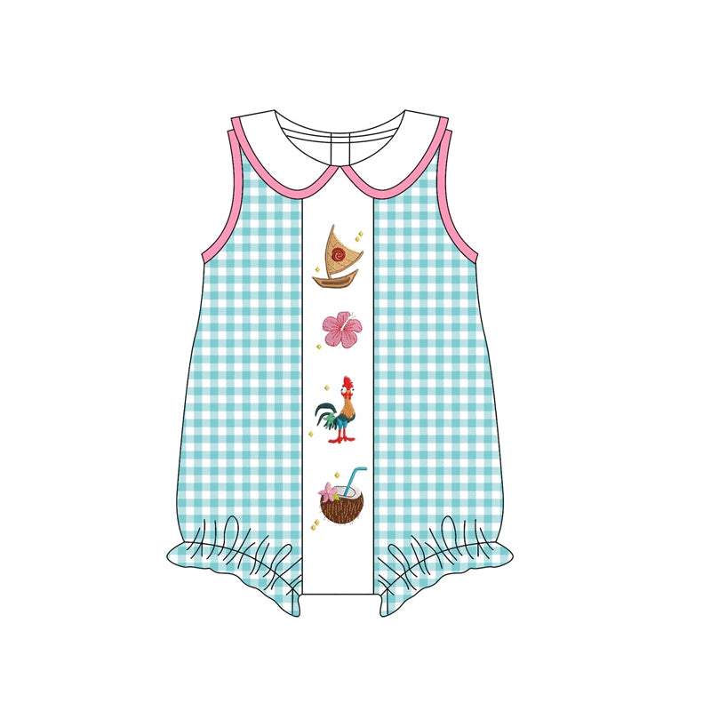 4.12 pre order Baby Girls Island Blue Gingham Top Outfit