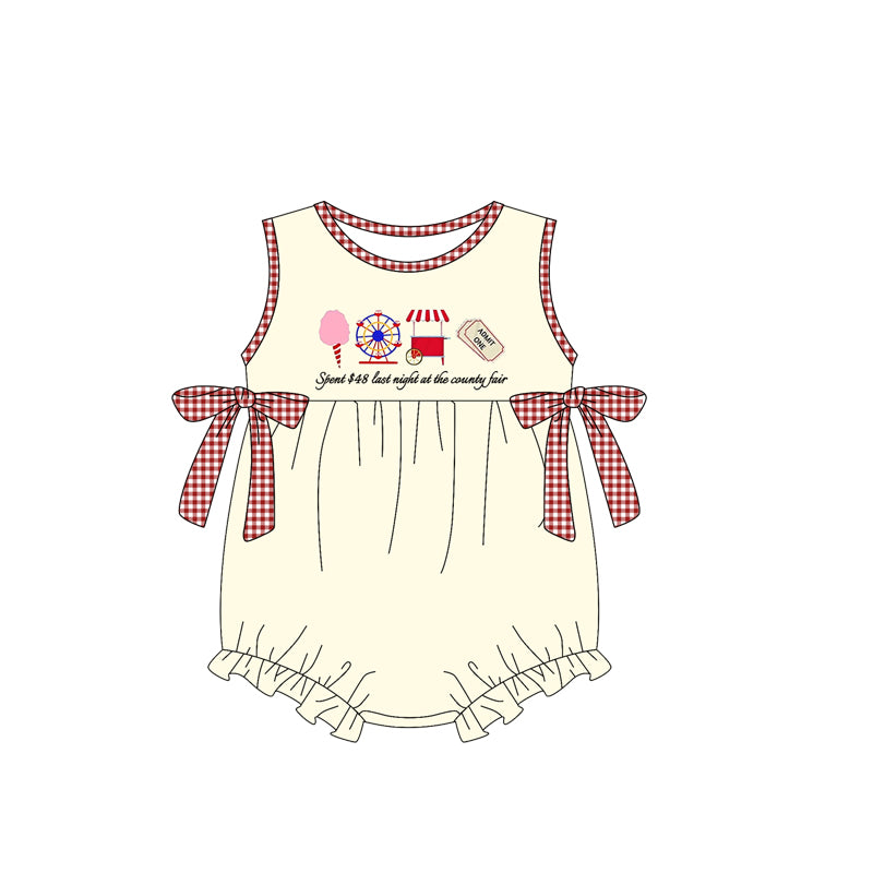 6.13 Pre order Baby Girls Baby Boys Summer Ice Cream Ferris Wheel Cart English Print Short Sleeve Plaid Shorts Suit Dress Climbing Clothes Suit