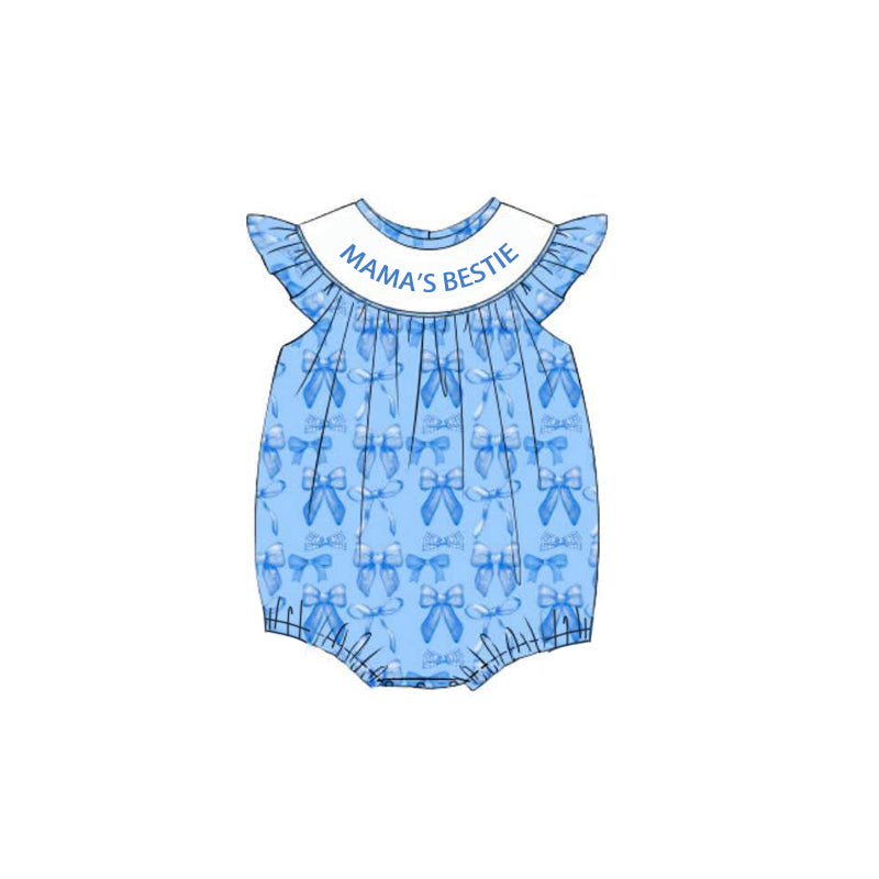 6.13  Pre order baby girl clothes MAMA BESTIE blue sleeveless dress