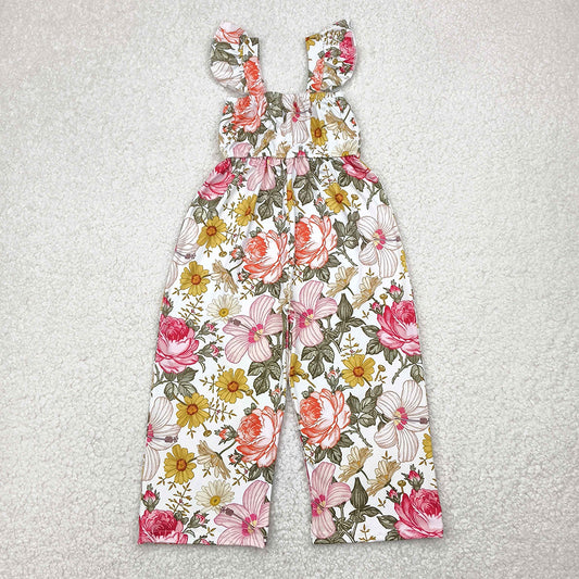 8.27  SR3053RTS NO MOQ Baby Girls Summer Jumpsuits baby girls clothes floral flying sleeve jumpsuit