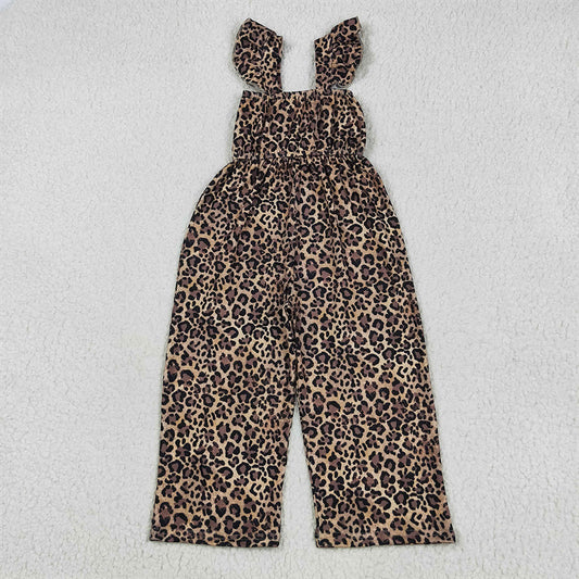 8.27 SR3054 RTS NO MOQ Baby Girls Summer Jumpsuits baby girls clothes leopard flying sleeve jumpsuit