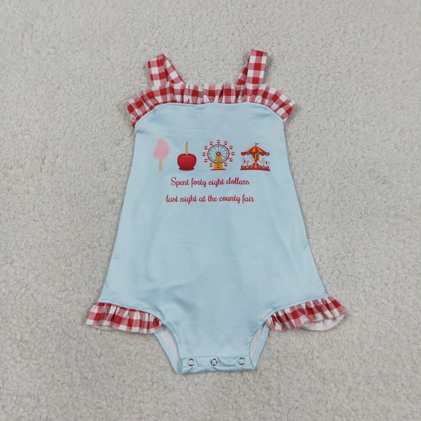 3.17 RTS NO MOQ （In stock）SR3055 Children's Fashion Romper Baby Girls Strap Colorful Park Back Bows Ruffle Rompers
