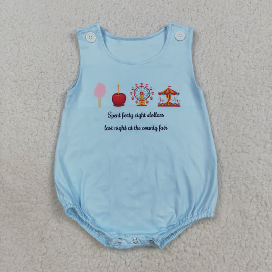 8.23 RTS NO MOQ （In stock）SR3056 Baby Boys Summer Rompers Baby Boys Blue Sleeveless Park Rompers
