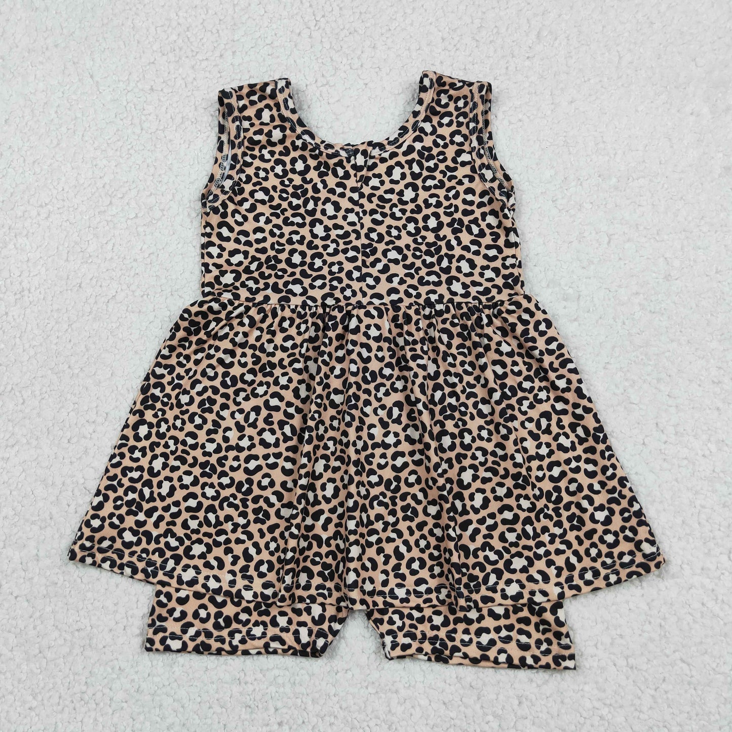 SR3070 RTS NO MOQ （In stock）Sleeveless leopard kids girls summer one piece jumpsuit