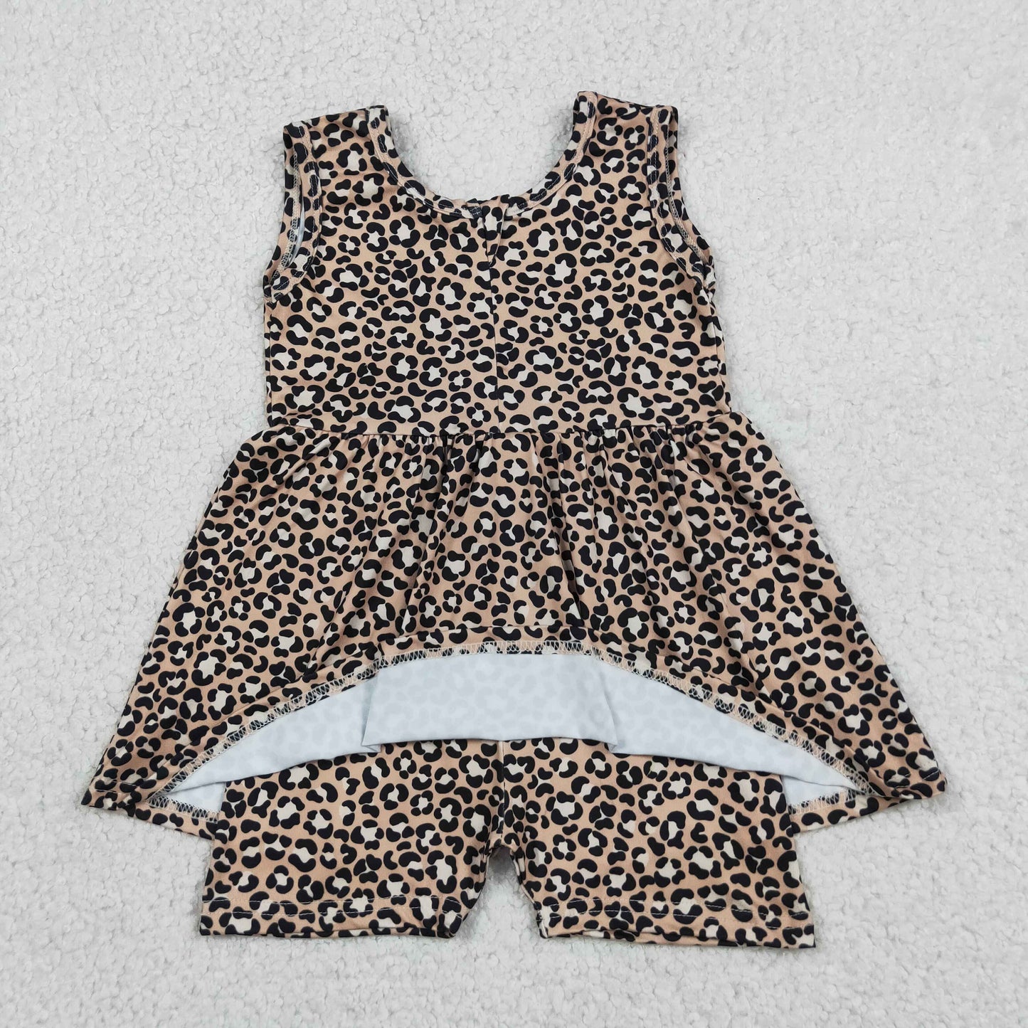 SR3070 RTS NO MOQ （In stock）Sleeveless leopard kids girls summer one piece jumpsuit