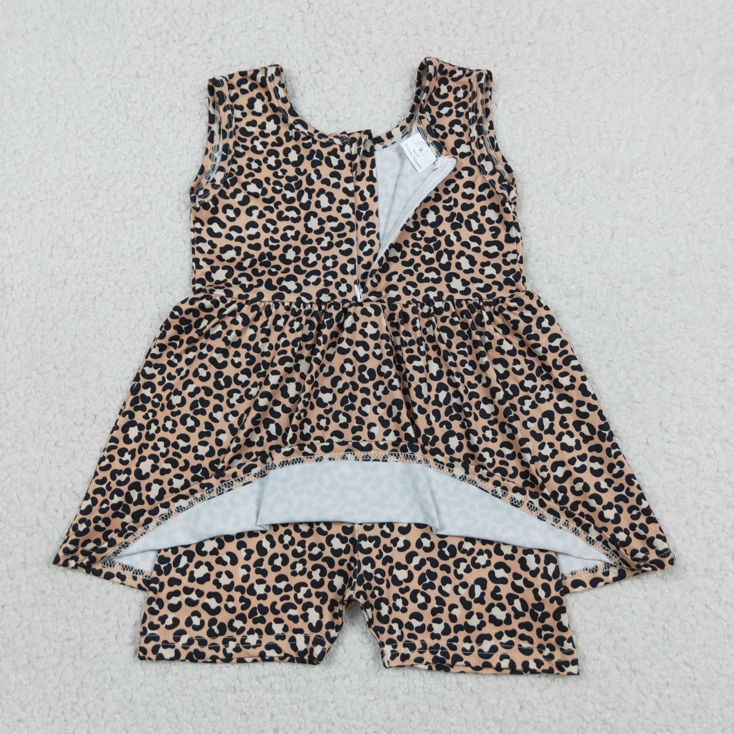 SR3070 RTS NO MOQ （In stock）Sleeveless leopard kids girls summer one piece jumpsuit