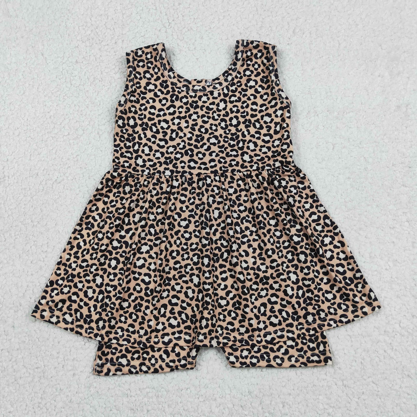 SR3070 RTS NO MOQ （In stock）Sleeveless leopard kids girls summer one piece jumpsuit