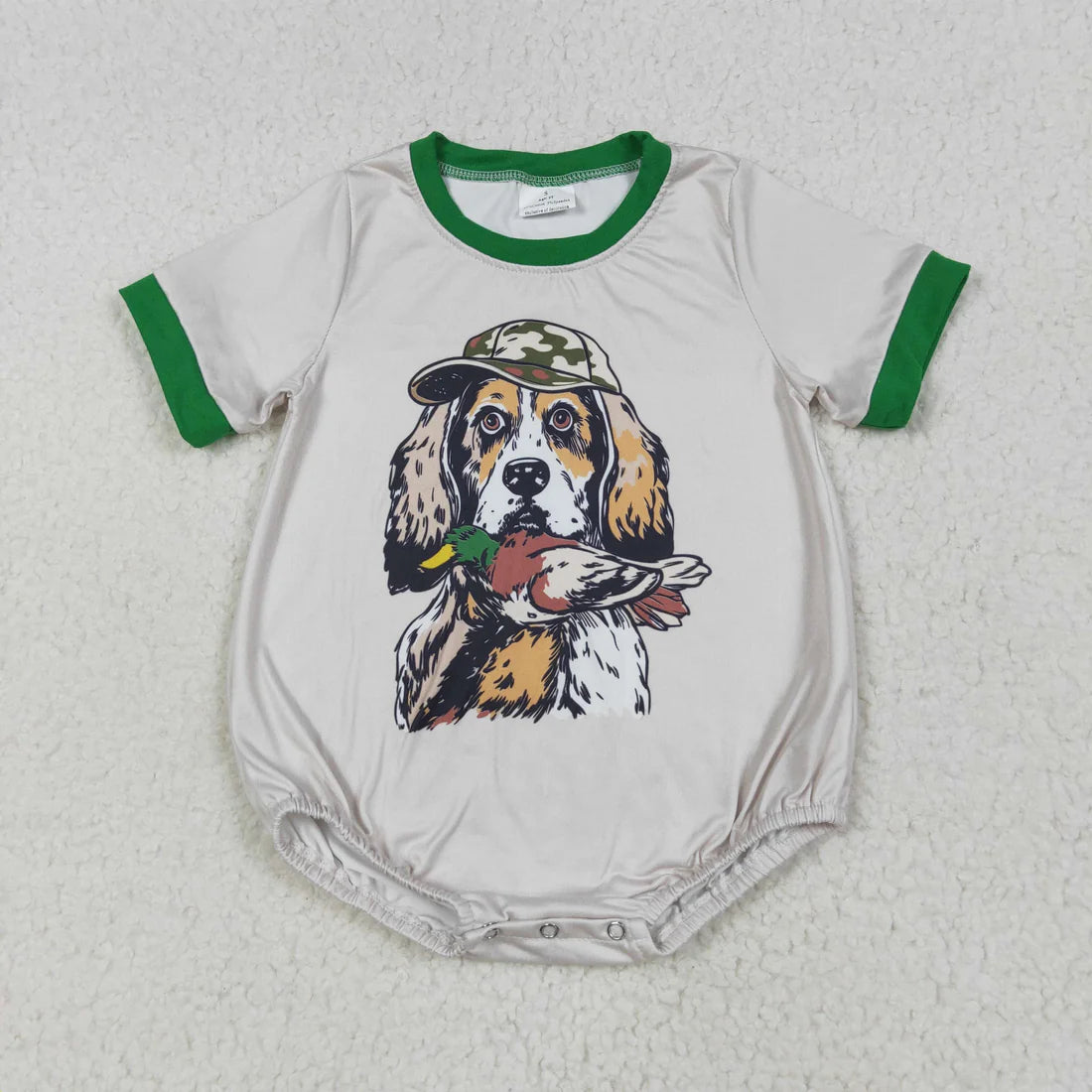 3.20 RTS Sibling Baby Boys Short Sleeve Dogs Ducks Hunting Rompers