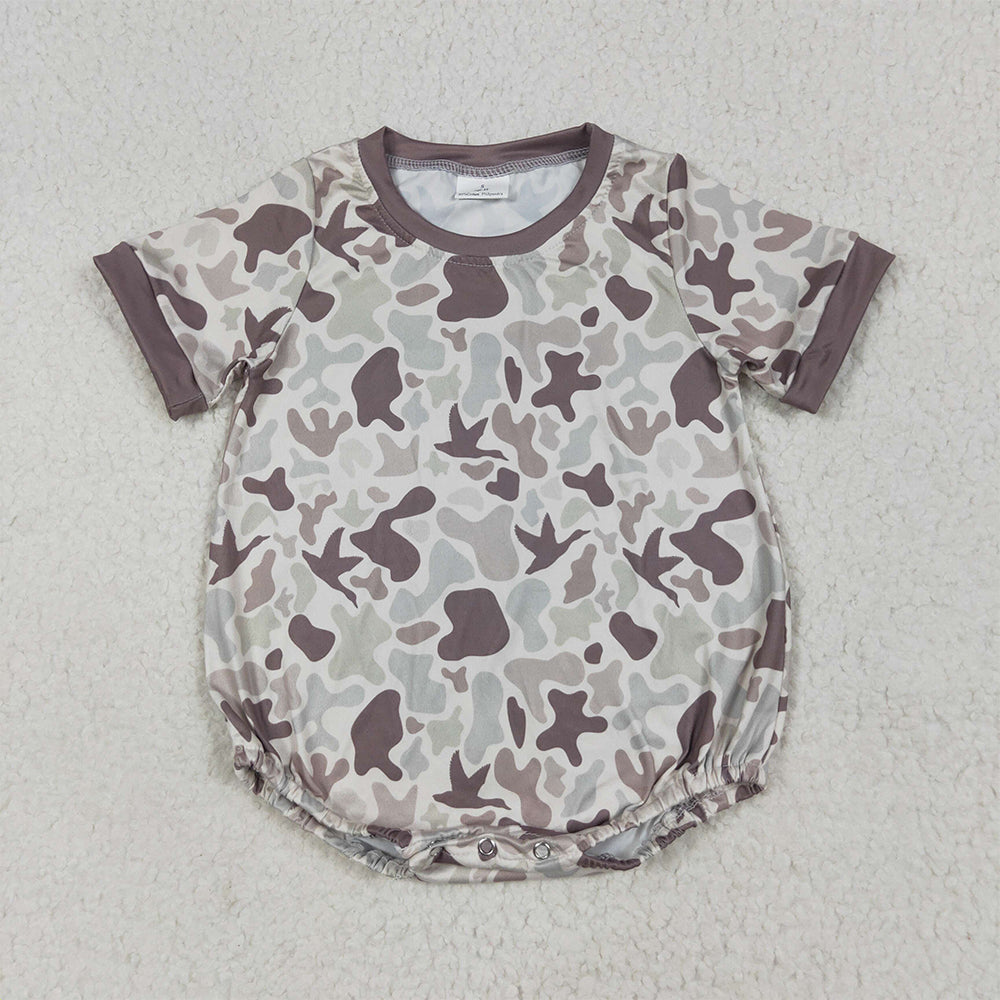 SR3141 RTS NO MOQ Baby Boys Summer Rompers Short sleeves duck camo baby boy summer romper