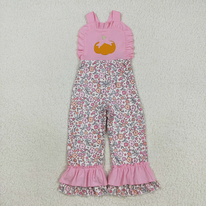 RTS Sibling Baby Girls Lavender Ruffle Straps Pumpkin Ghost Girls Halloween Jumpsuit for Kids Costume Party Outfit