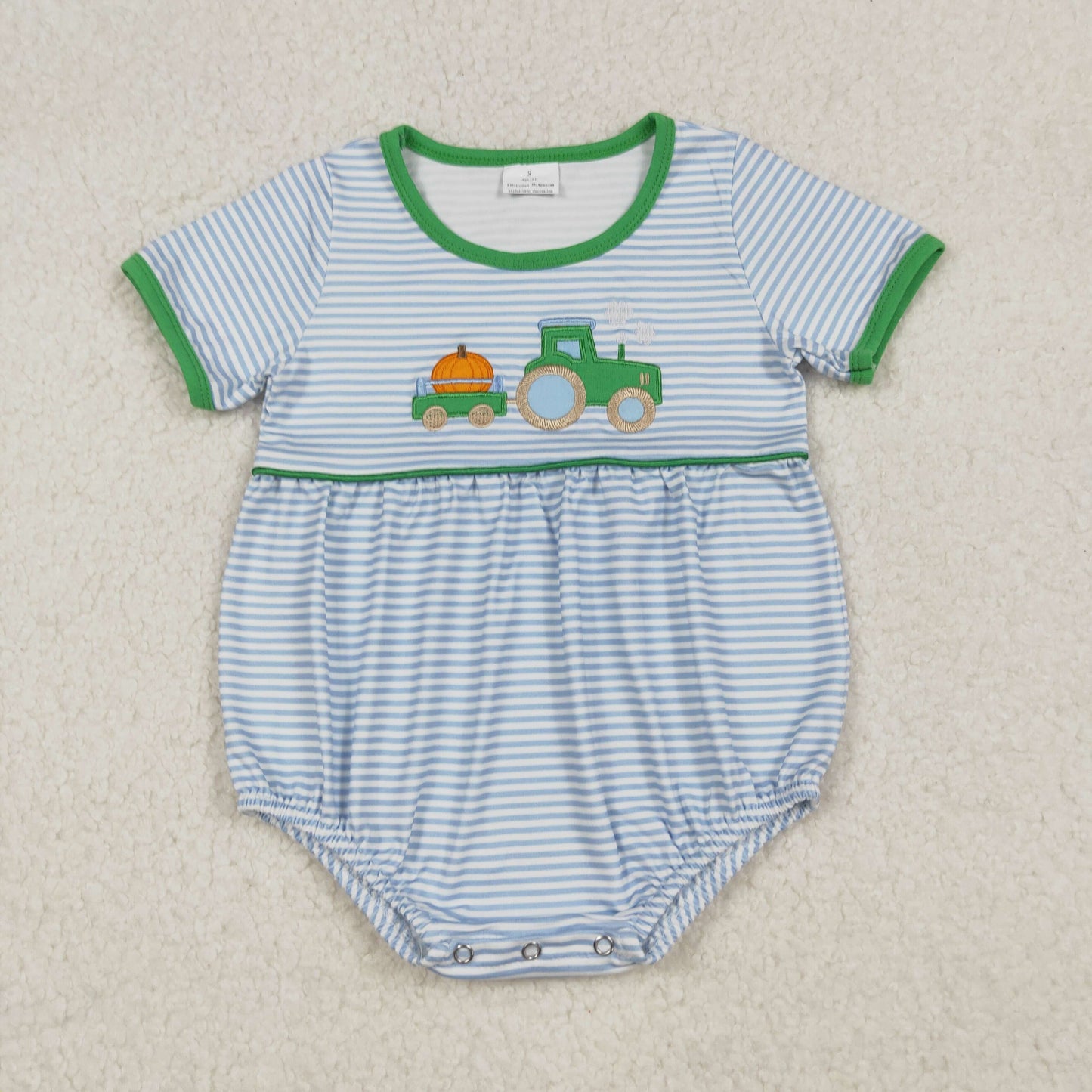 RTS Sibling Baby Boys Pumpkin Tractor Short Sleeve Top with Green Shorts Rompers Cute Farm Animal Themed Outfit for Little Ones