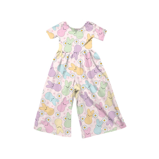 9.20 SR3230 Baby Girls Colorful Rabbits Flowers Easter Pant Jumpsuits Preorder
