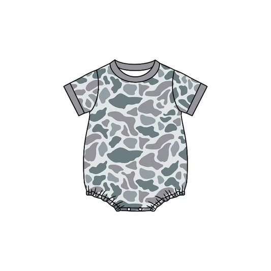 9.26 SR3243 Pre order No Moq Baby Boys Short Sleeve Western Grey Camo Rompers