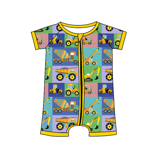 10.3 SR3268 Pre order No Moq baby girl Short Sleeve embroidery  tractor Rompers