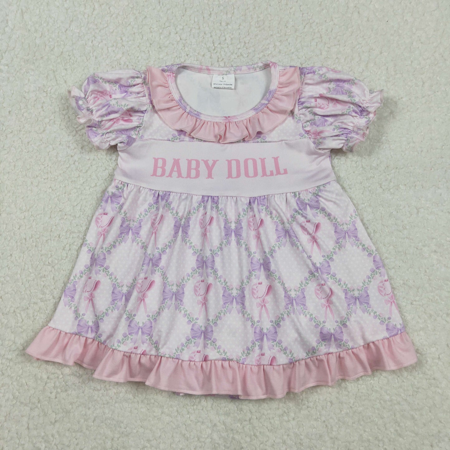 11.18 RTS NO MOQ （In stock）SR3291 Baby Girls Summer Rompers Baby Girls Baby Doll Bows Flowers Checked Tunic Ruffle Bummier Rompers