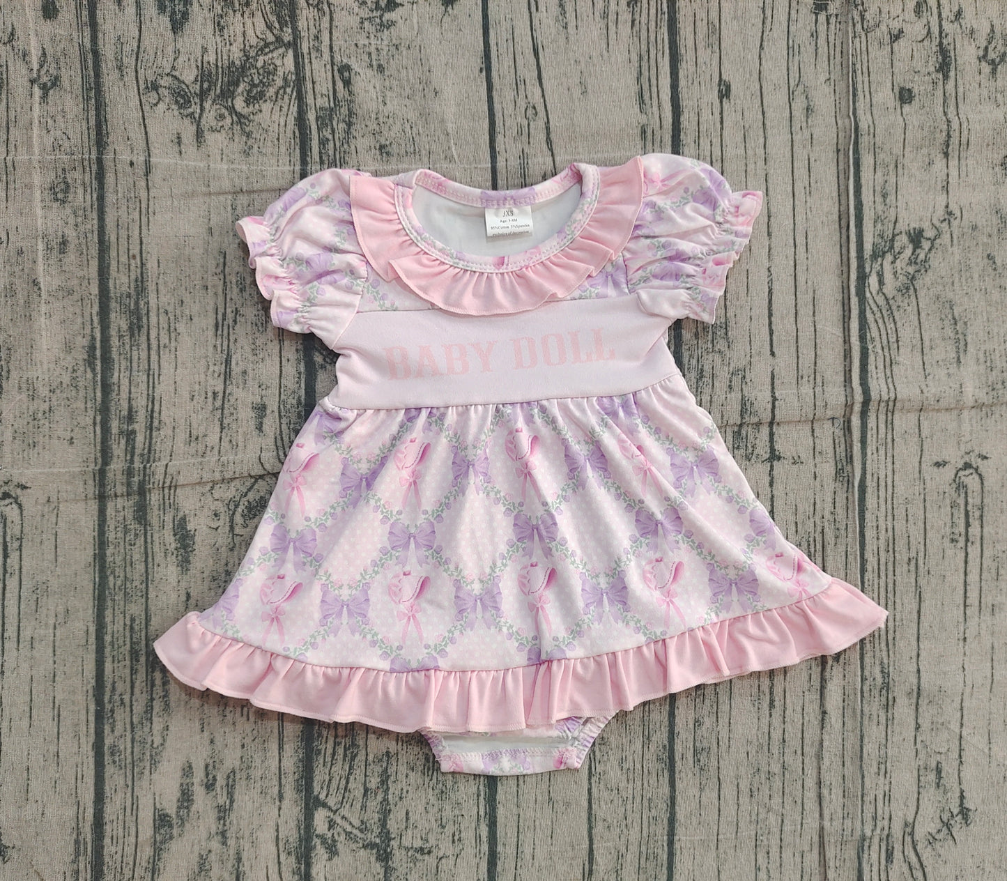 10.17 SR3291 Sample No Moq Baby Girls Baby Doll Bows Flowers Checked Ruffle Bummier Rompers
