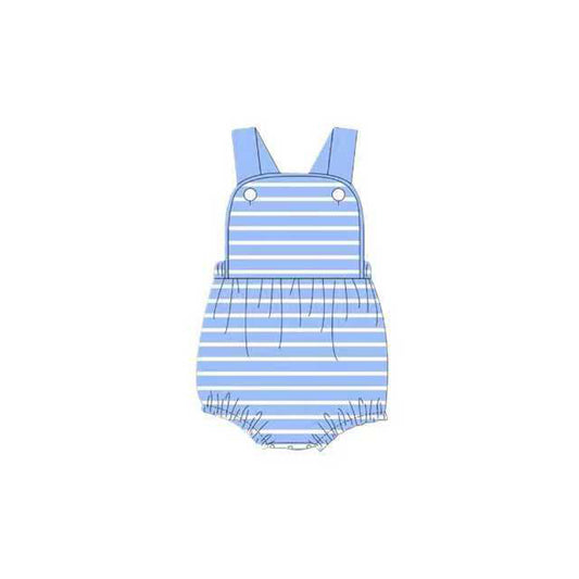 10.14 SR3308 Pre order No Moq Baby Boys Strap Blue Stripe Rompers