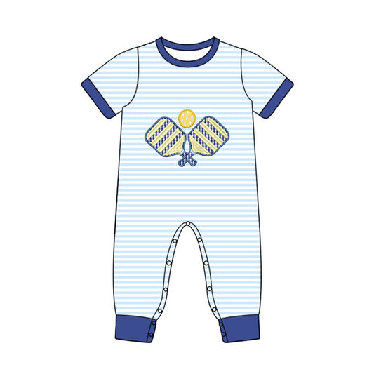 10.20 SR3331 Pre order No Moq Baby Boys Stripe Tennis Team Footie Rompers
