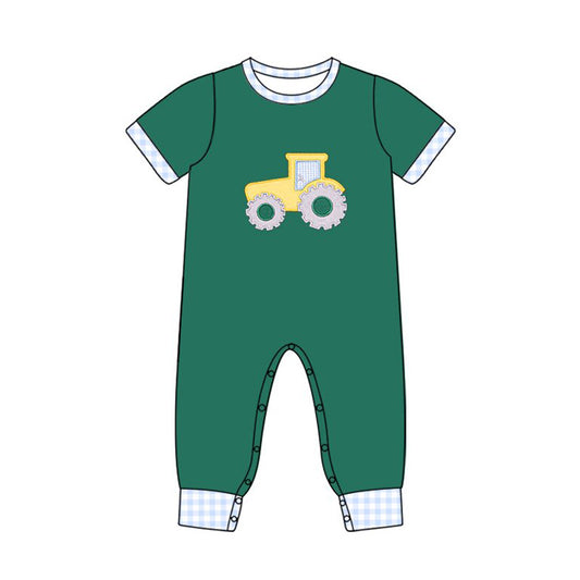 10.20 SR3332 Pre order No Moq Baby Boys Golf Truck Footie Rompers