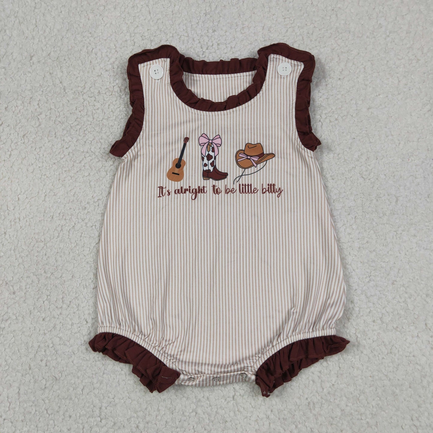 SR3336 RTS NO MOQ （In stock）Baby Girls Sleeveless Boot Hats Guitar Western Ruffle Rompers