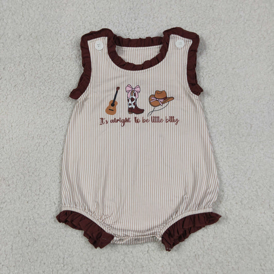 SR3336 RTS NO MOQ （In stock）Baby Girls Sleeveless Boot Hats Guitar Western Ruffle Rompers