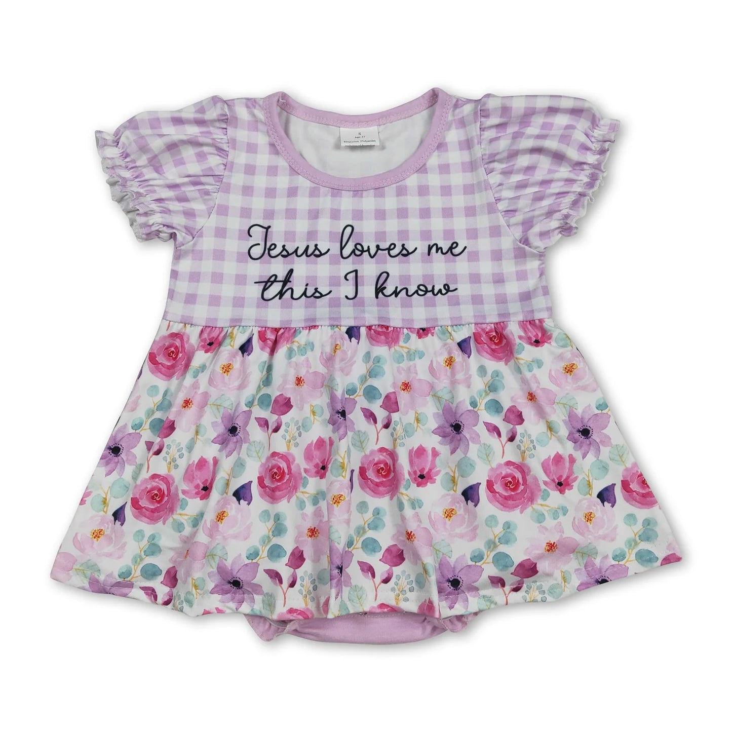 12.11 RTS Sibling Baby Girls Flowers Checked Jesus Love Me Tunic Ruffle Pants Set Tunic Ruffle Rompers