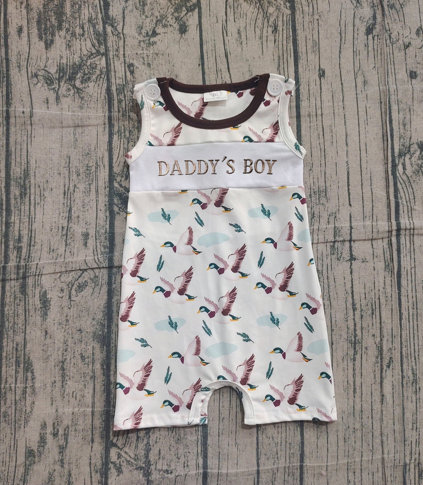 11.11 SR3347 Sample No Moq Baby Boys Daddy's Girl Green Bows Ducks Shorts Rompers