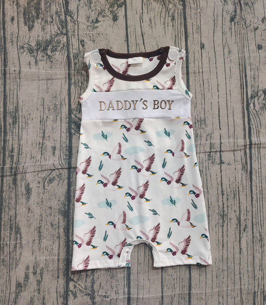 11.11 SR3347 Sample No Moq Baby Boys Daddy's Girl Green Bows Ducks Shorts Rompers