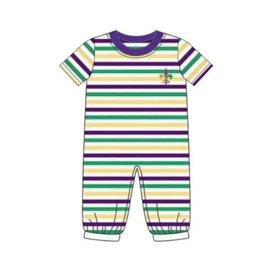 10.23 (Pre Order) No moq SR3353 PRE-ORDER Baby Boys Mardigras Stripe Anchors Footie Rompers