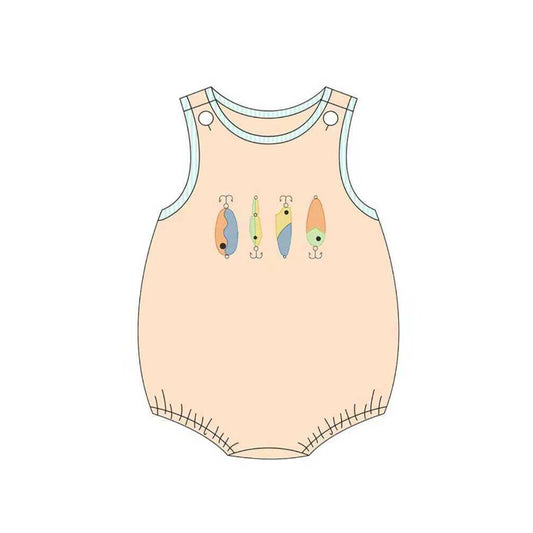 10.23 (Pre Order) No moq SR3362 PRE-ORDER Baby Boys Sleeveless Fishing Rompers
