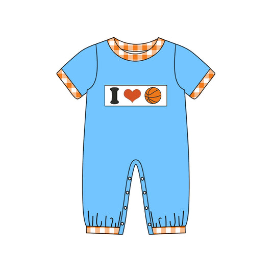 10.23 (Pre Order) No moq SR3366 PRE-ORDER Baby Boys I Love Basketballs Team Footie Rompers