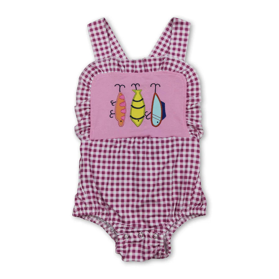 RTS Sibling Short sleeves fishing top plaid shorts kids girls outfits and romper