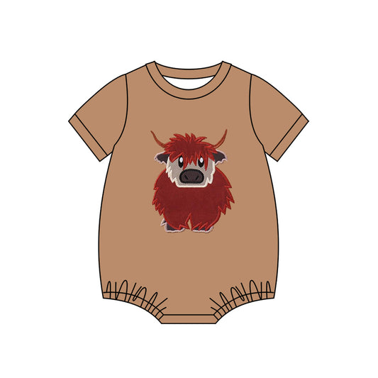 10.30 SR3442 Pre Order No moq Baby Boys Highland Cows Western Rompers