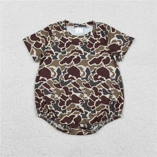 11.25 RTS NO MOQ （In stock）SR3453 Baby Boys Rompers Baby Boys Dark Khaki Camo Short Sleeve Southern
