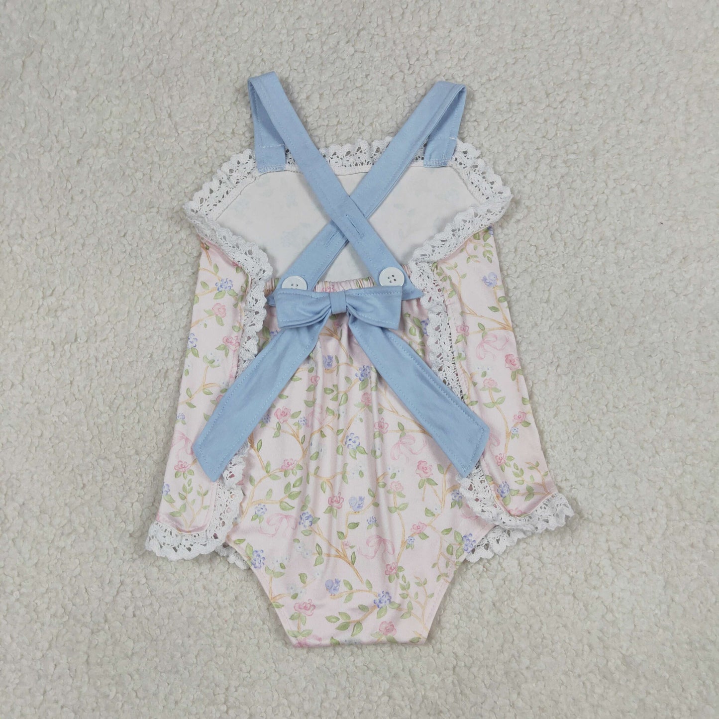 4.14 SR3461 RTS NO MOQ （In stock）Straps lace ruffle floral baby girls summer romper