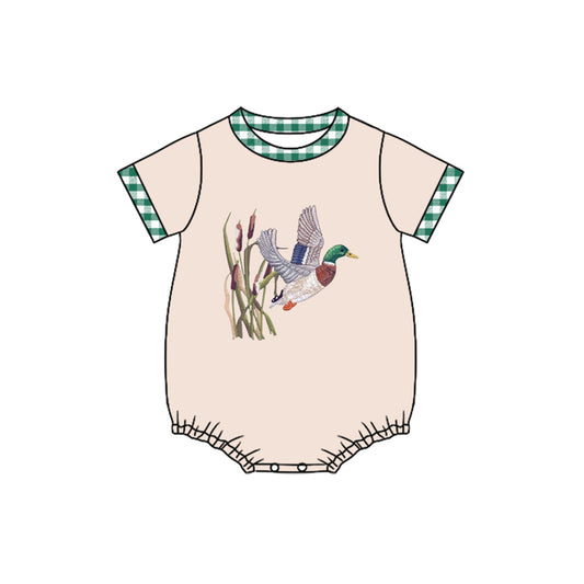 11.1 SR3471 Pre Order No moq Baby Boys Pink Ducks Short Sleeve Hunting Rompers