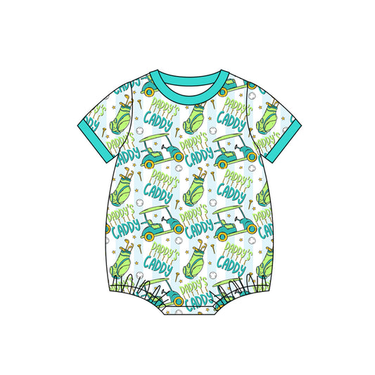 11.6 SR3490 Pre Order No moq Baby Boys Short Sleeve Daddy's Caddy Golf Trucks Rompers