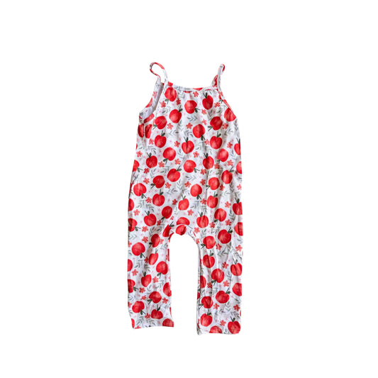 11.8 SR3516 3XS-6XL Pre order No Moq Baby Girls Apples Floral Strap Pant Jumpsuits