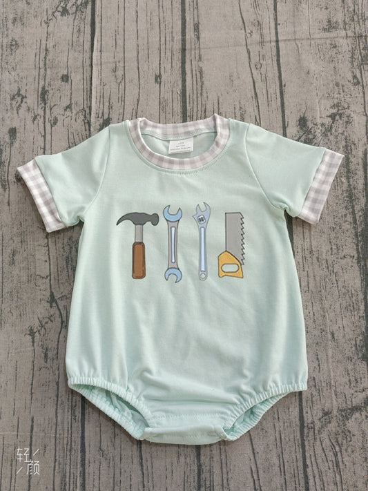 1.12 SR3541 Sample No Moq Embroidery Tools Baby Boys Short Sleeve Rompers